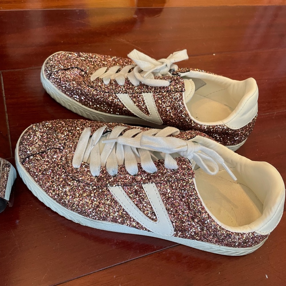 Tretorn Womens Camden 5 Pink Glitter Fashion Sneaker Size 6.5.
